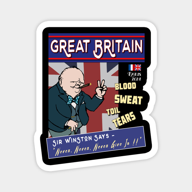 Great Britain - Olympics 2024 - Winston Churchill (dark variant) Magnet by Lancaster
