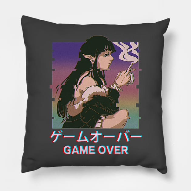 GAME OVER GIRL Pillow by CRAZYDAVE