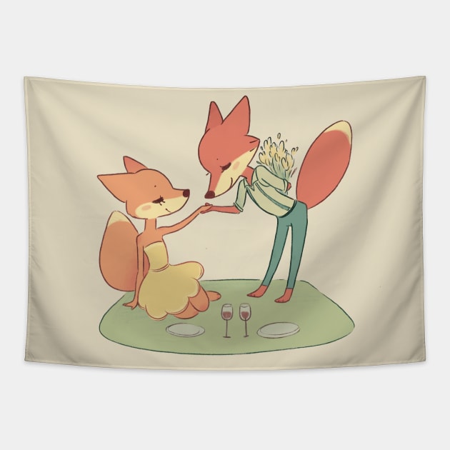 Fox Love Tapestry by EricaFeldArt