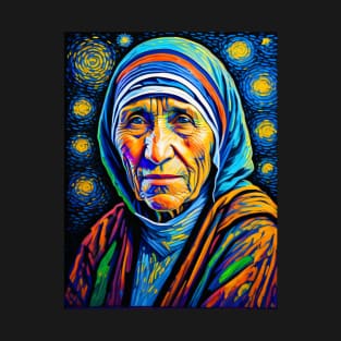 Mother Teresa in starry night T-Shirt