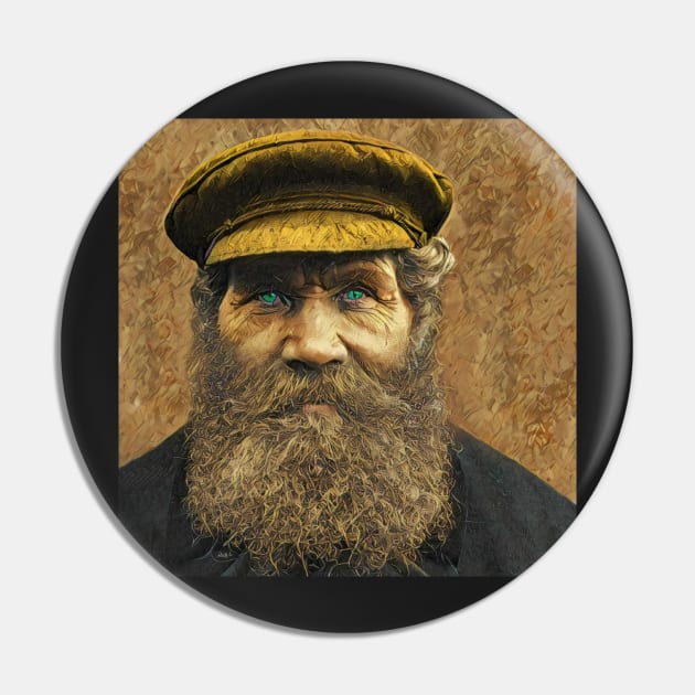 Old Sea Captain - Funny Face - Caricature Pin by Wilcox PhotoArt