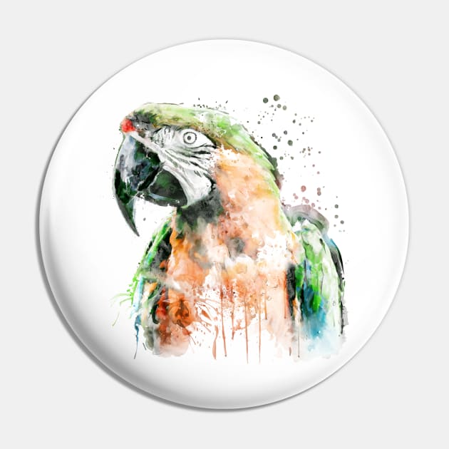 Military Macaw Parrot Head Pin by Marian Voicu