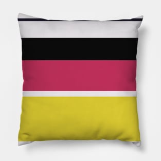 A magnificent harmonization of Anti-Flash White, Dark, Smoky Black, Dark Pink and Piss Yellow stripes. Pillow