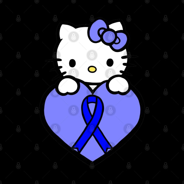 Cartoon cat awareness ribbon (blue) by CaitlynConnor