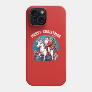 Santa clous riding a unicorn merry Christmas Phone Case