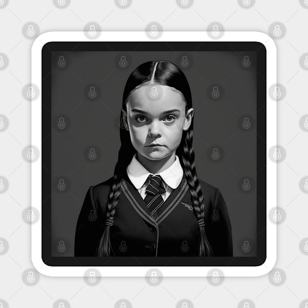 ADDAMS Family, Wednesday-inspired design, Magnet by Buff Geeks Art