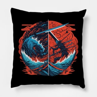 colorful twin katana Pillow