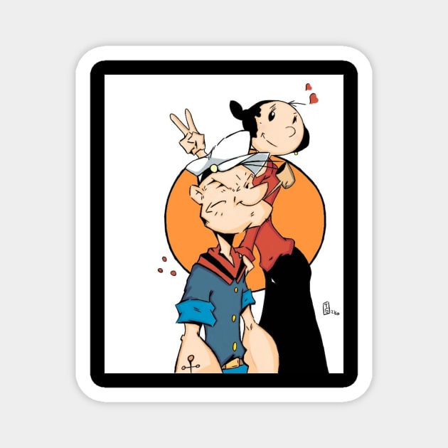 POPEYE THE SAILOR MAN AND OLIVE OIL Magnet by Tazartist