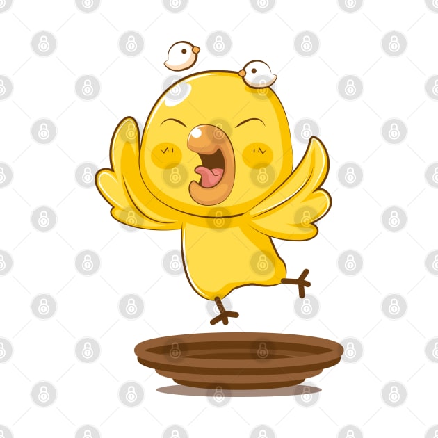 Cute Yellow Bird Cartoon by mumeaw