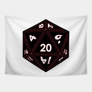 Black D20 Dice (Red Outline) Full Size Tapestry