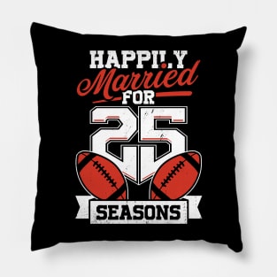 Married For 25 Years American Football Couple Gift Pillow