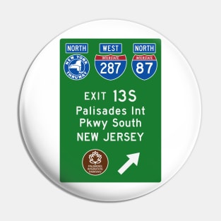 New York Thruway Northbound Exit 13S: Palisades Parkway to New Jersey Pin