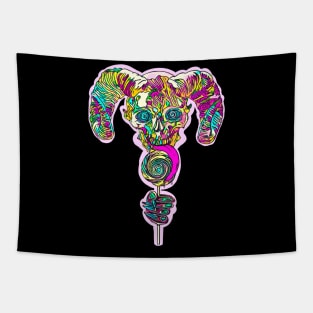 Halloween Candy Skull Candy Demon licking lollipop Tapestry