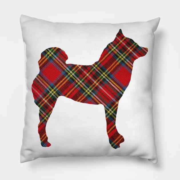 Lilly the Shiba Inu Silhouette - Tartan on White Pillow by shibalilly