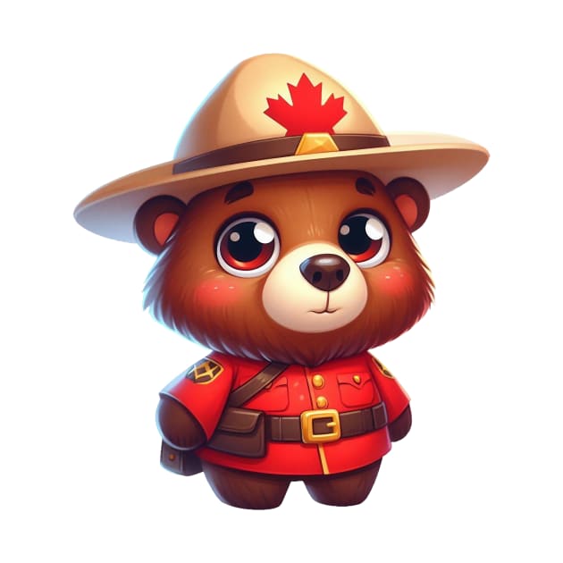 Cute Canadian Mountie Bear Illustration by Dmytro