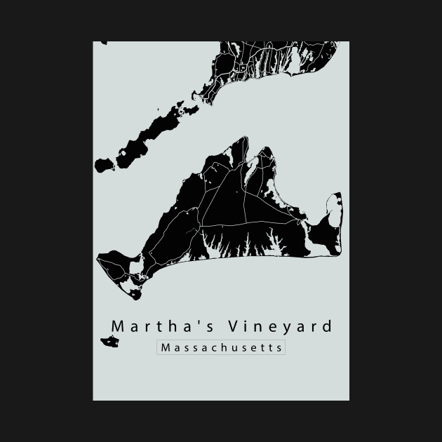 Marthas Vineyard Massachusetts City Map dark by Robin-Niemczyk