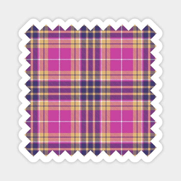 Pink, Gold and Blue Tartan Magnet by sifis