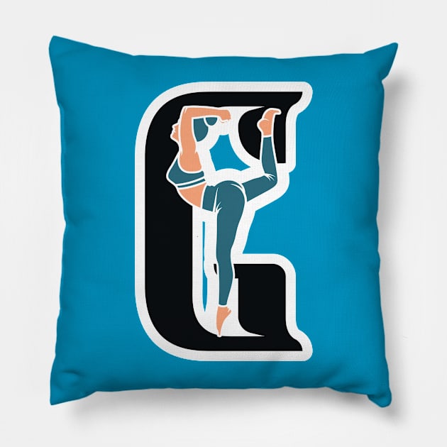 Sports yoga women in letter G Sticker design vector illustration. Alphabet letter icon concept. Sports young women doing yoga exercises with letter G sticker design logo icons. Pillow by AlviStudio