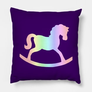 Pastel Rocking Horse Silhouette Pillow