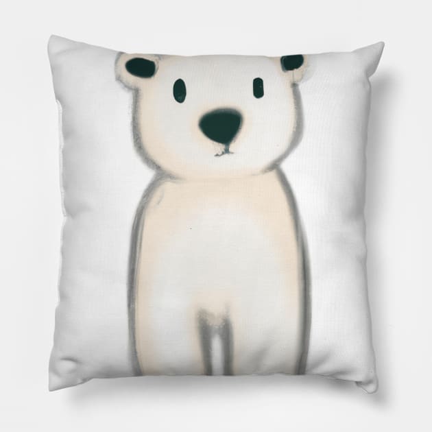 Cute Polar Bear Drawing Pillow by Play Zoo