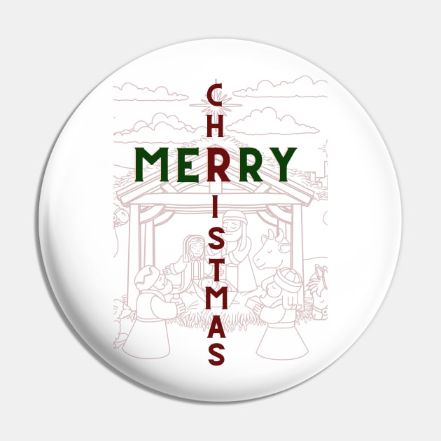 Merry Christmas Manger Scene Red Background Pin by Ric1926