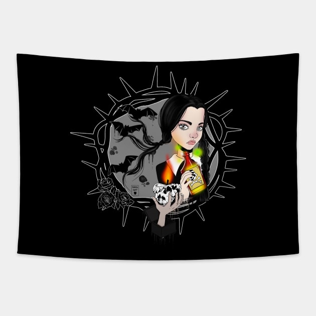 Wendesday Addams Tapestry by kakunat