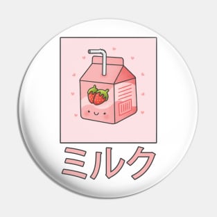 Cute Retro 90s Japanese Kawaii Strawberry Milk Shake Carton Pin