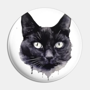 Watarcolor black cat painting Pin