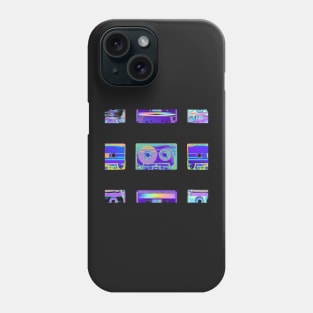 Blue and Purple Holographic Imbued Cassette Pattern Phone Case