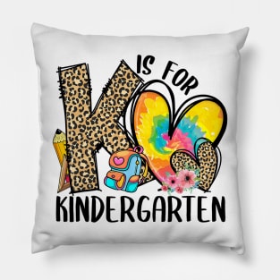 K Is For Kindergarten Teacher Leopard Heart Back To School Pillow