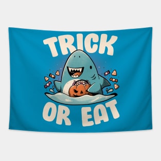 Trick or Eat - Dark Funny Shark Halloween Gift Tapestry