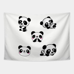 Cute And Playful Panda Sticker Pack Tapestry