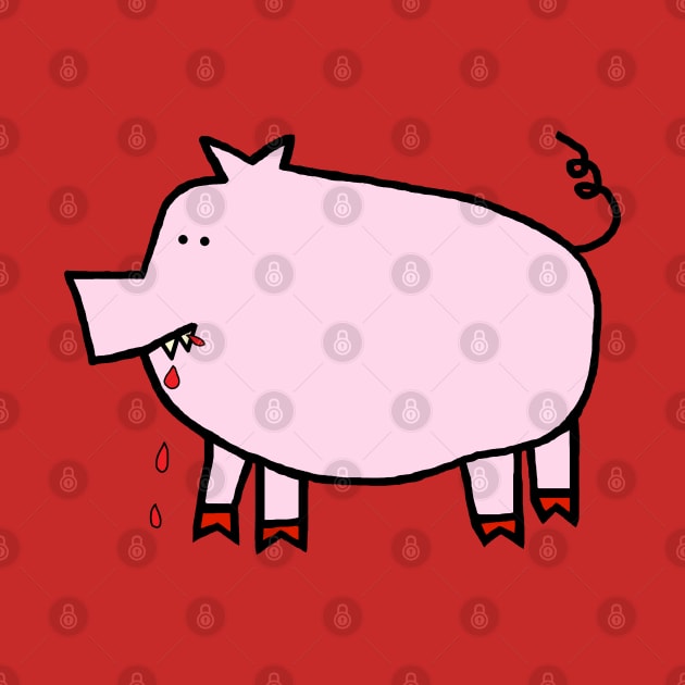 Animals with Sharp Teeth Pink Pig by ellenhenryart