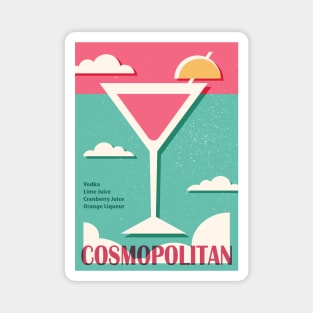 Cosmopolitan recipe, Cocktail, Retro 70s, Aesthetic art, Vintage poster, Exhibition poster, Mid century modern Magnet