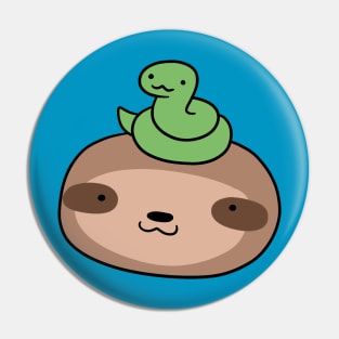 Snake and Sloth Face Pin