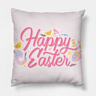 Happy Easter Springtime Lettering Pillow