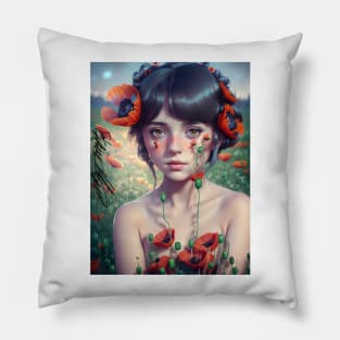 Tibetan flower girl #3 Pillow