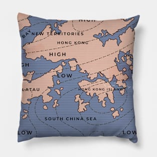 Hong Kong Vintage style weather map Pillow