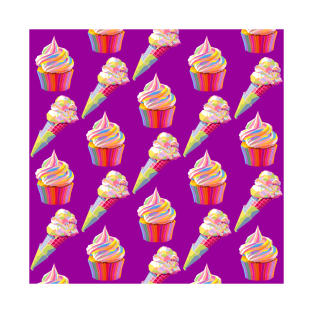 Ice Cream Wpap Pop Art Pattern Purple background T-Shirt