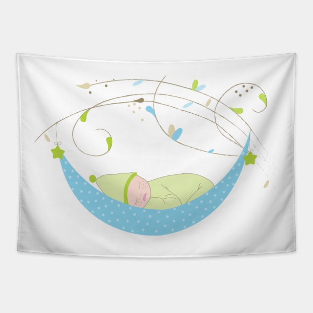 Newborn baby boy cradle Tapestry by GULSENGUNEL