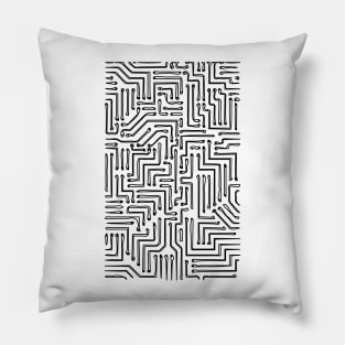 Black and White Circuit Board 1 Pillow