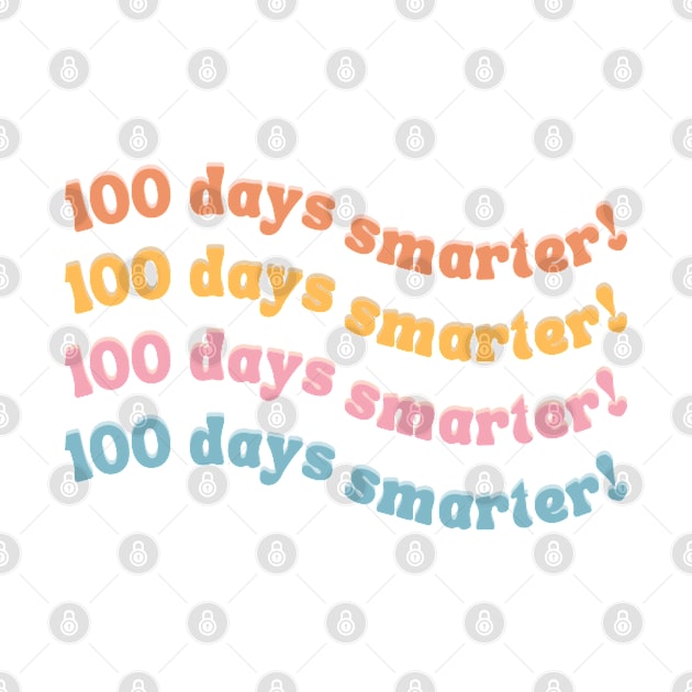 Retro Simple Colorful Pink 100 Days Smarter Pink by Serene Lotus