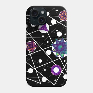 Space Time Continuum | Geometric Blue Red Purple Maurer Roses Black Phone Case