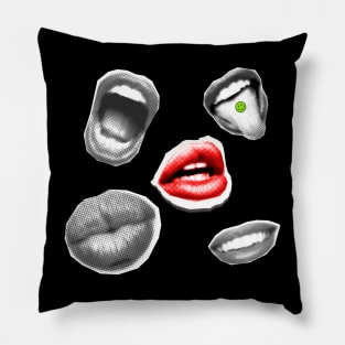 Grunge Mouths Collage Pillow