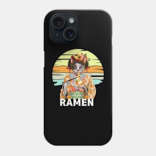 Geisha Cat Ramen Noodles Phone Case