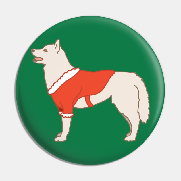 Santa Husky Pin by Art by Lex