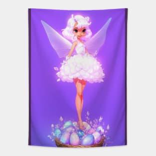 Cute fairy standing on easter egg Tapestry