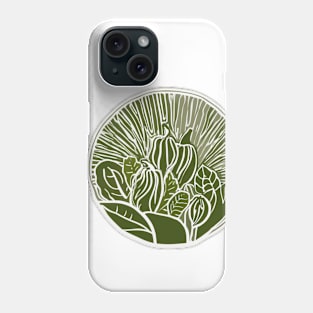 Vibrant Greenery Circle Nature Illustration No. 587 Phone Case