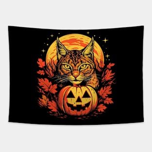 American Bobcat Halloween Tapestry