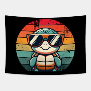 Retro Turtle in Sunglasses BBQ Pool Party Funny Turtle Tapestry